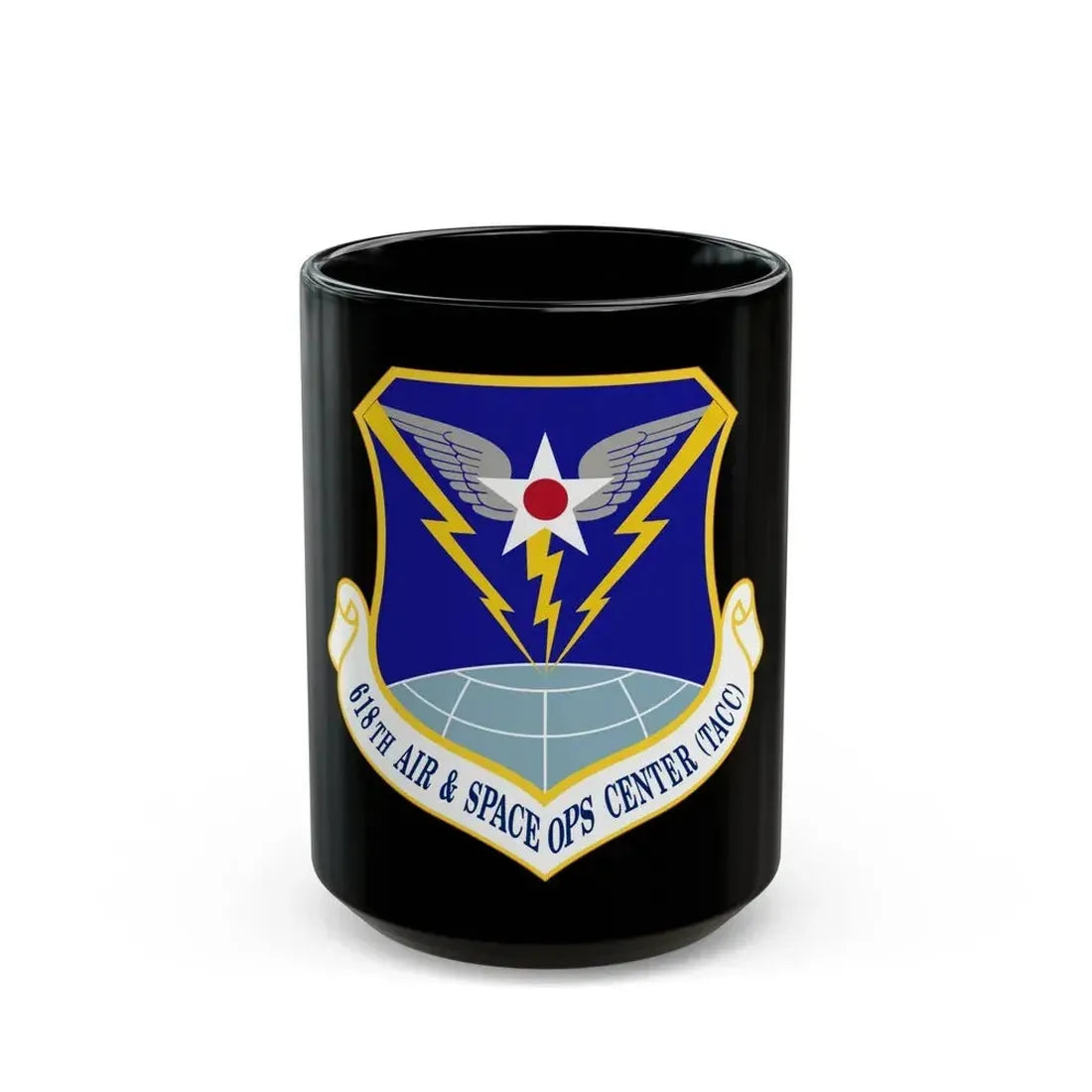 618 Air Operations Center AMC (U.S. Air Force) Black Coffee Mug 15oz - Go Mug Yourself