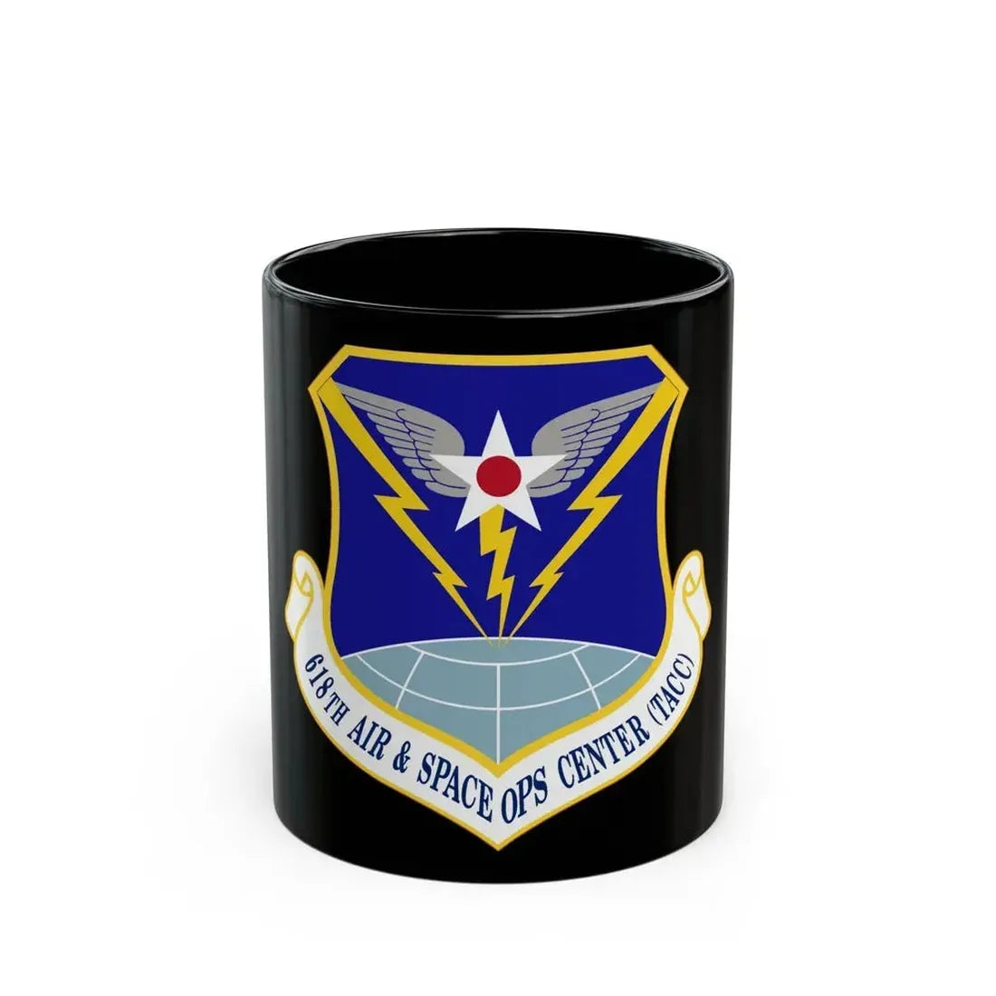 618 Air Operations Center AMC (U.S. Air Force) Black Coffee Mug - Go Mug Yourself