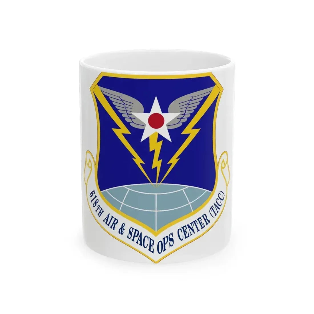 618 Air Operations Center AMC (U.S. Air Force) White Coffee Mug - Go Mug Yourself