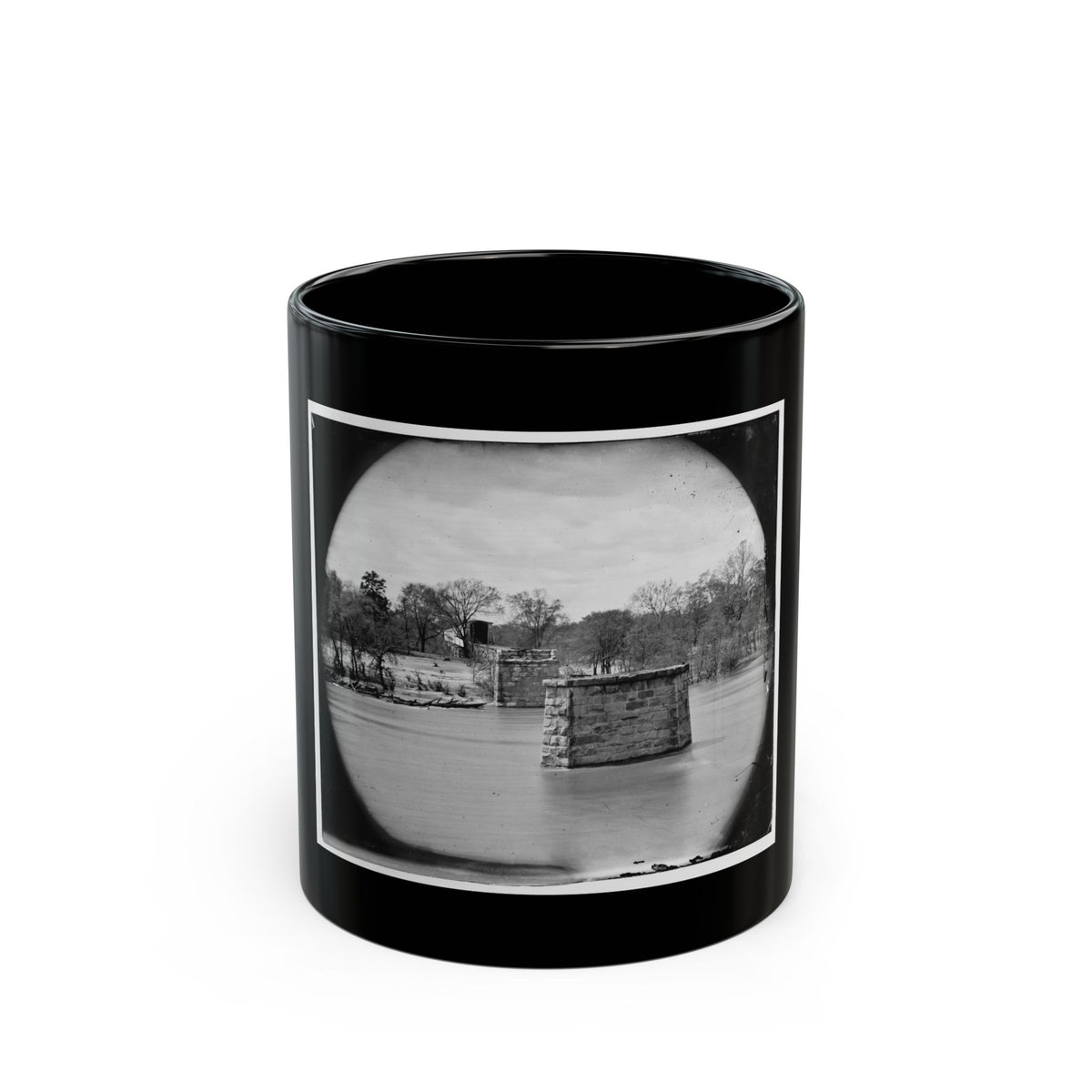 Richmond, Va. Ruins Of Richmond & Danville Railroad Bridge; The City Beyond (U.S. Civil War) Black Coffee Mug