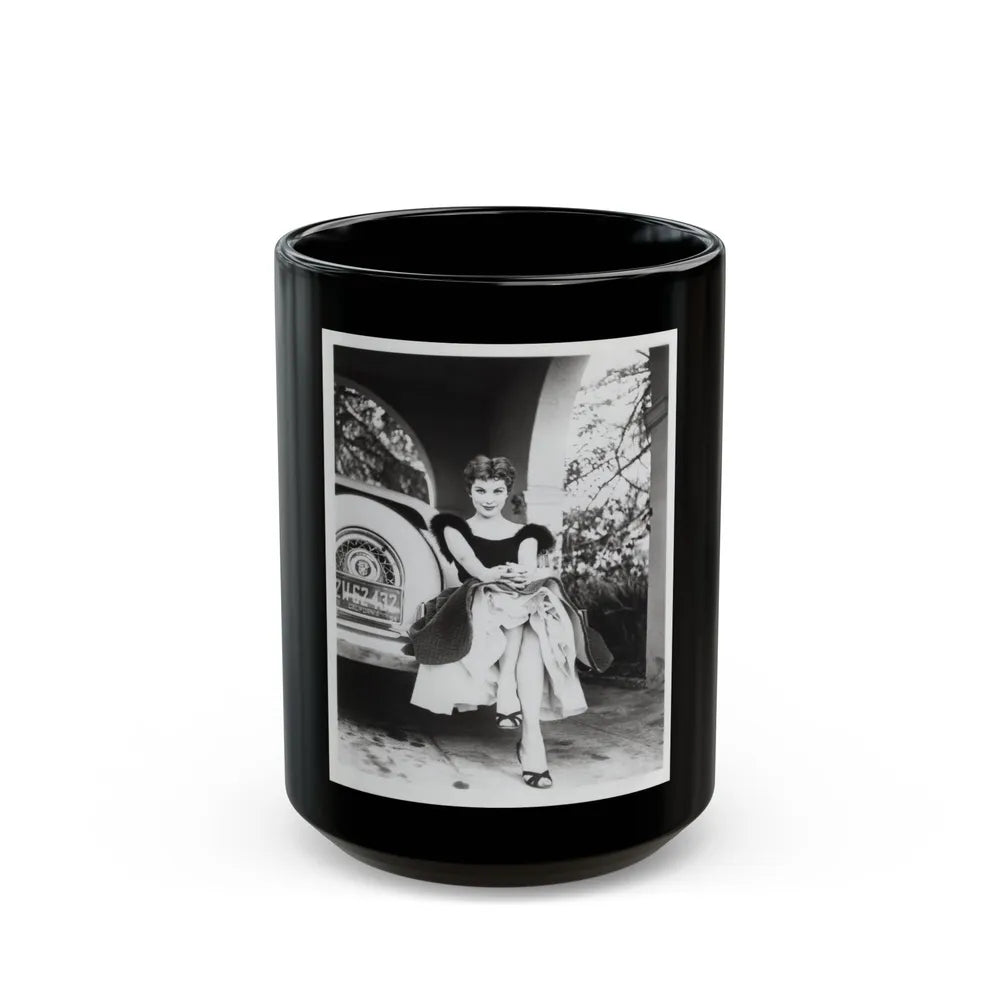 Debra Paget #610 - 8x10 B&W Full Body Glamour Promo Photo circa 50's (Vintage Female Icon) Black Coffee Mug-15oz-Go Mug Yourself