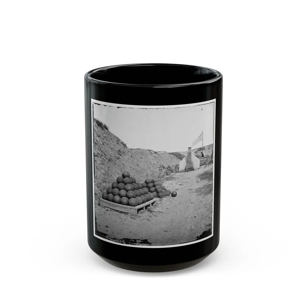 Charleston, S.C. Interior View Of Fort Johnson, With Stacks Of Shot (U.S. Civil War) Black Coffee Mug-15oz-Go Mug Yourself