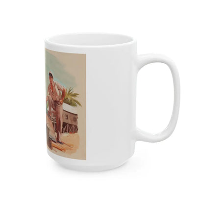 Discussing Strategy, Saturday Evening Post story illustration, circa 1940s - White Coffee Mug-Go Mug Yourself