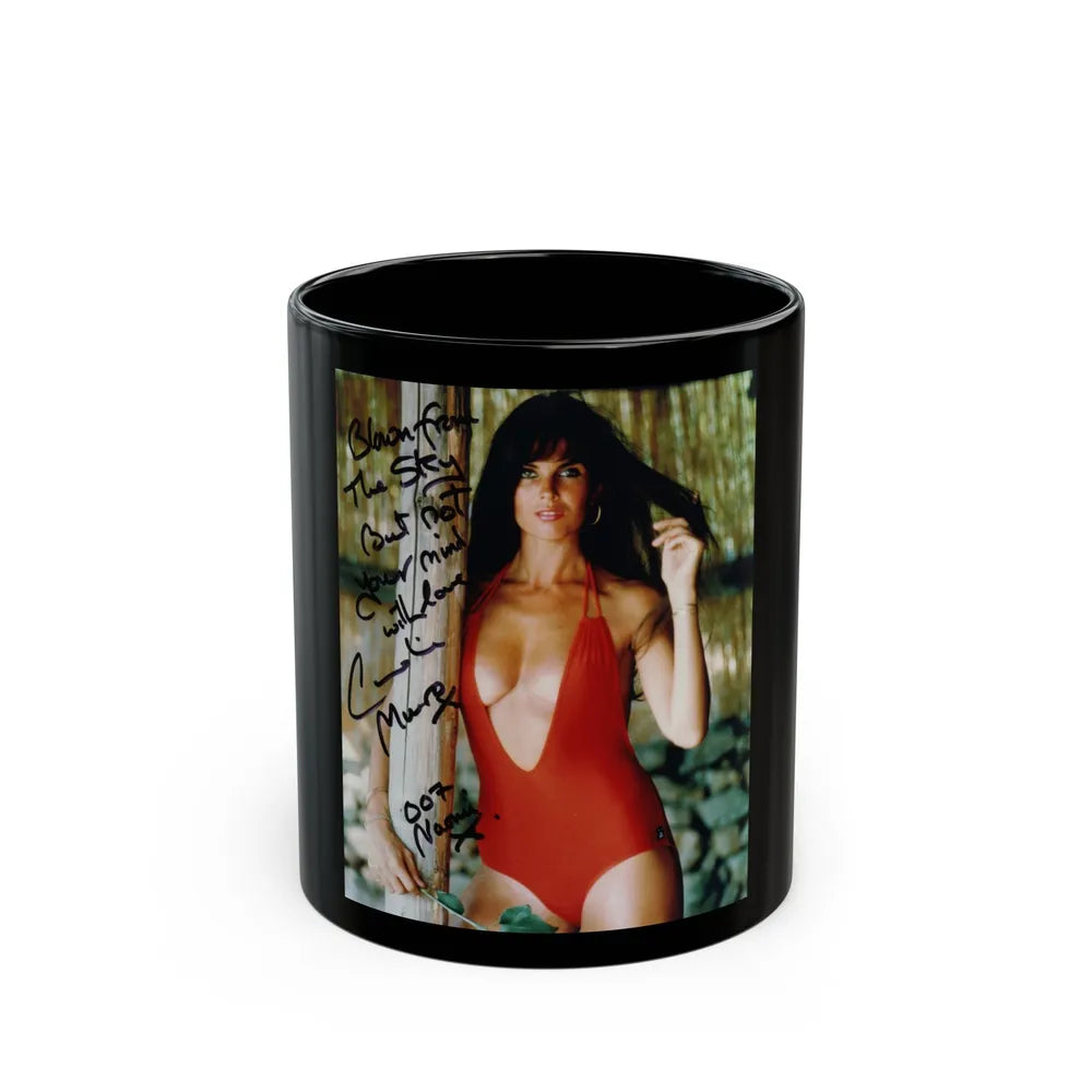 Caroline Munro #66 (Vintage Female Icon) Black Coffee Mug-11oz-Go Mug Yourself