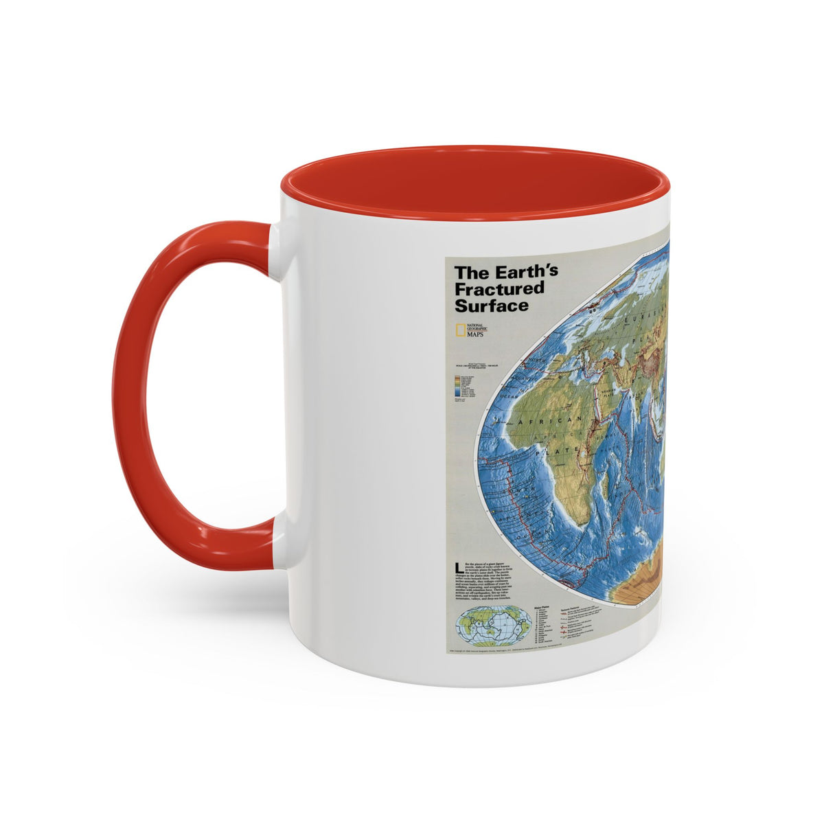 World Map - Tectonic Plates (1999) (Map) Accent Coffee Mug