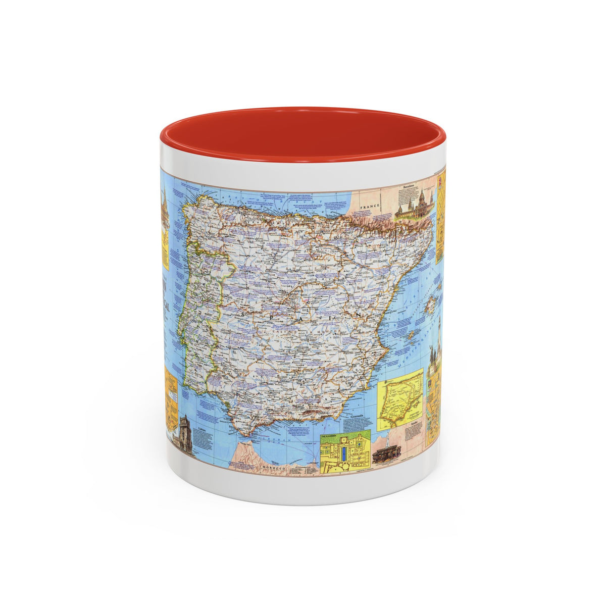 Spain and Portugal - A Traveller's Map 1 (1984) (Map) Accent Coffee Mug