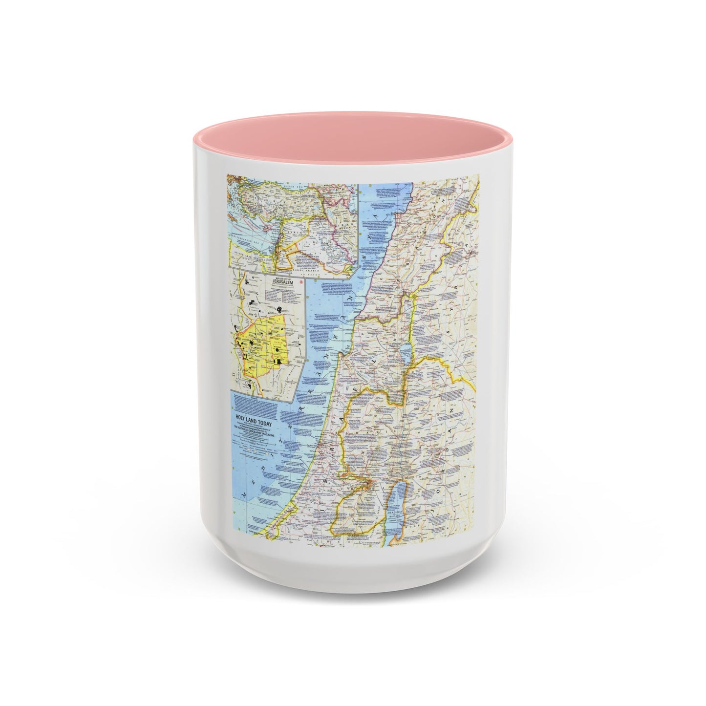 Middle East - Holy Land Today (1963) (Map) Accent Coffee Mug