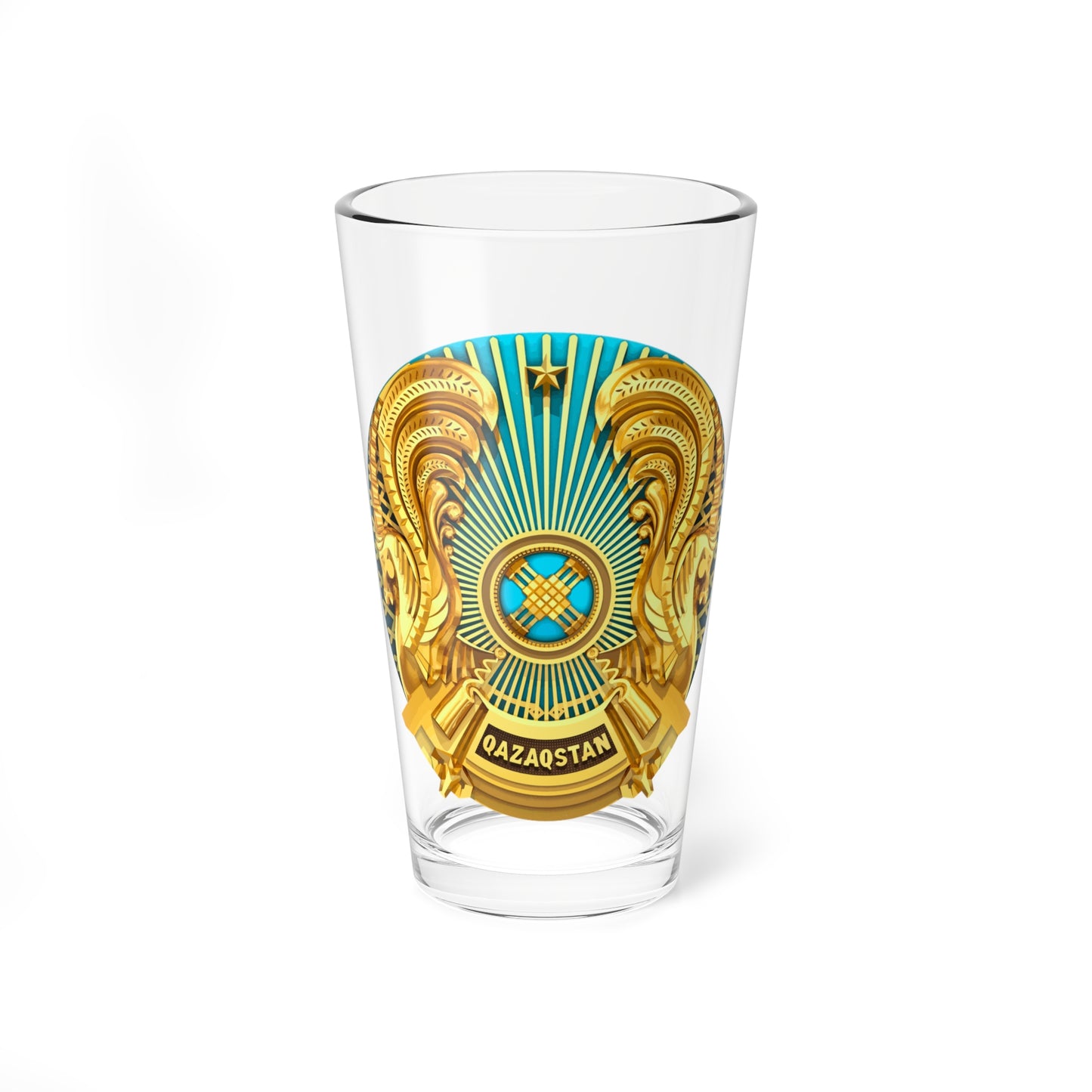 Emblem of Kazakhstan 3D (Kazakhstan) (Coat of Arms) Pint Glass 16oz