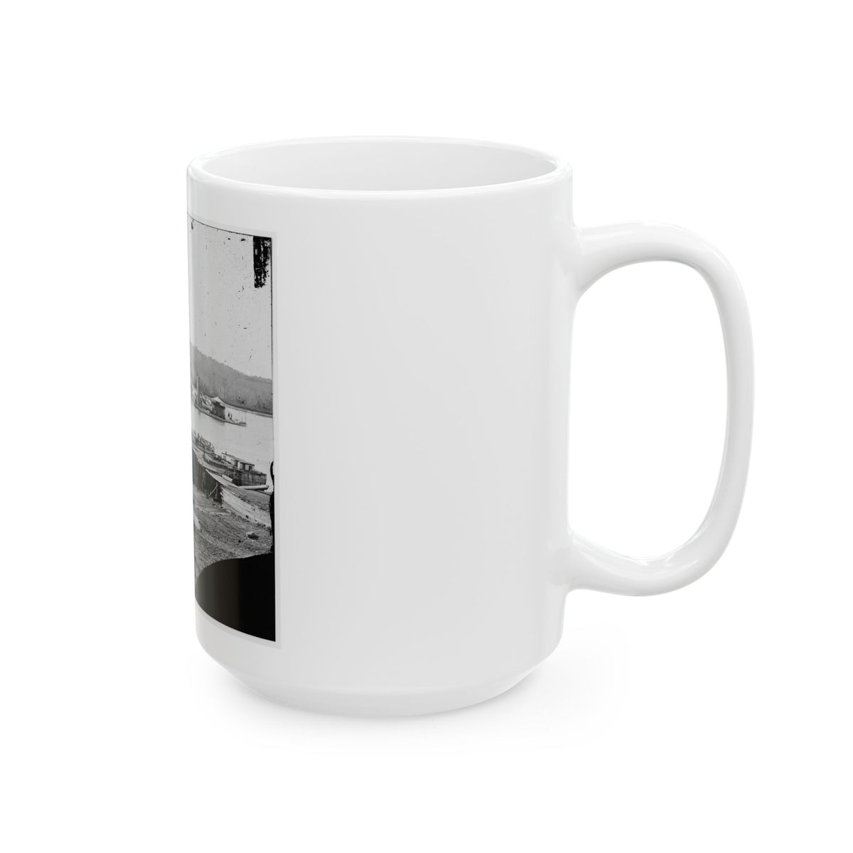 Aiken's Landing, Va.  Double-Turreted Monitor U.S.S. Onondaga On The James (U.S. Civil War) White Coffee Mug