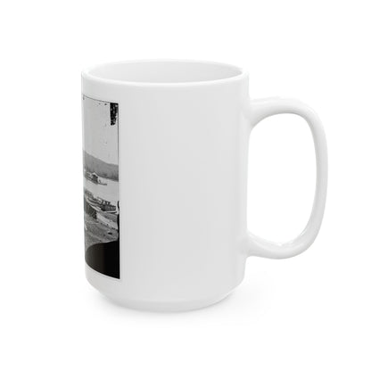 Aiken's Landing, Va.  Double-Turreted Monitor U.S.S. Onondaga On The James (U.S. Civil War) White Coffee Mug