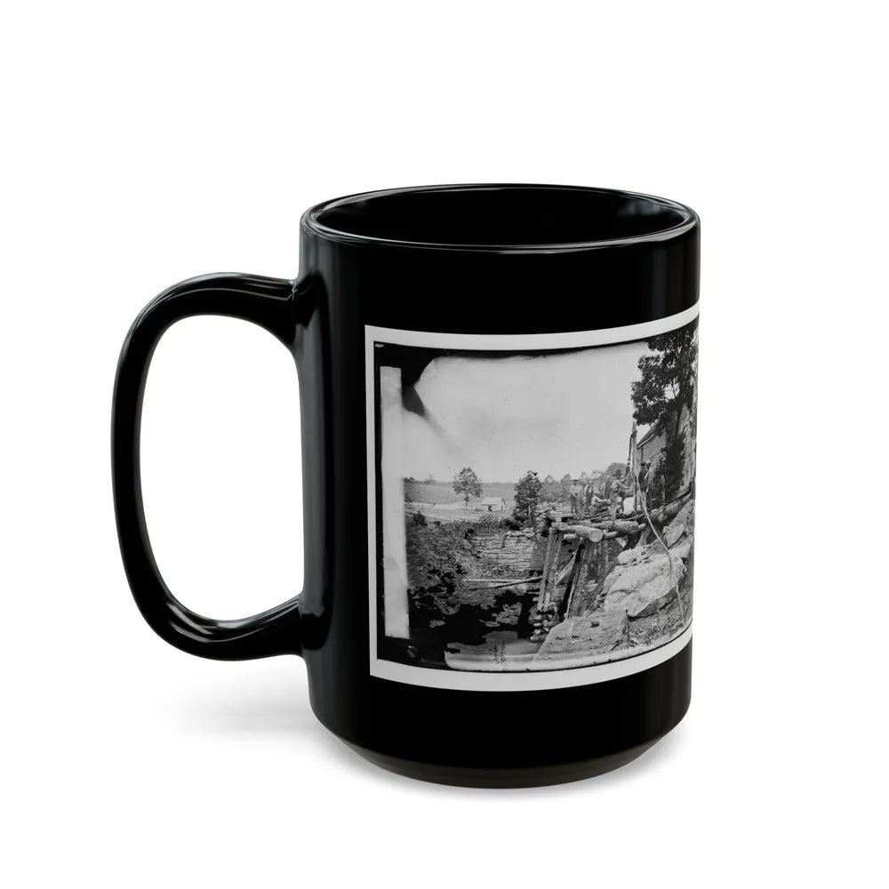 Fauquier Sulphur Springs, Va., Vicinity. Troops Building Bridges Across The North Fork Of The Rappahannock (U.S. Civil War) Black Coffee Mug-Go Mug Yourself