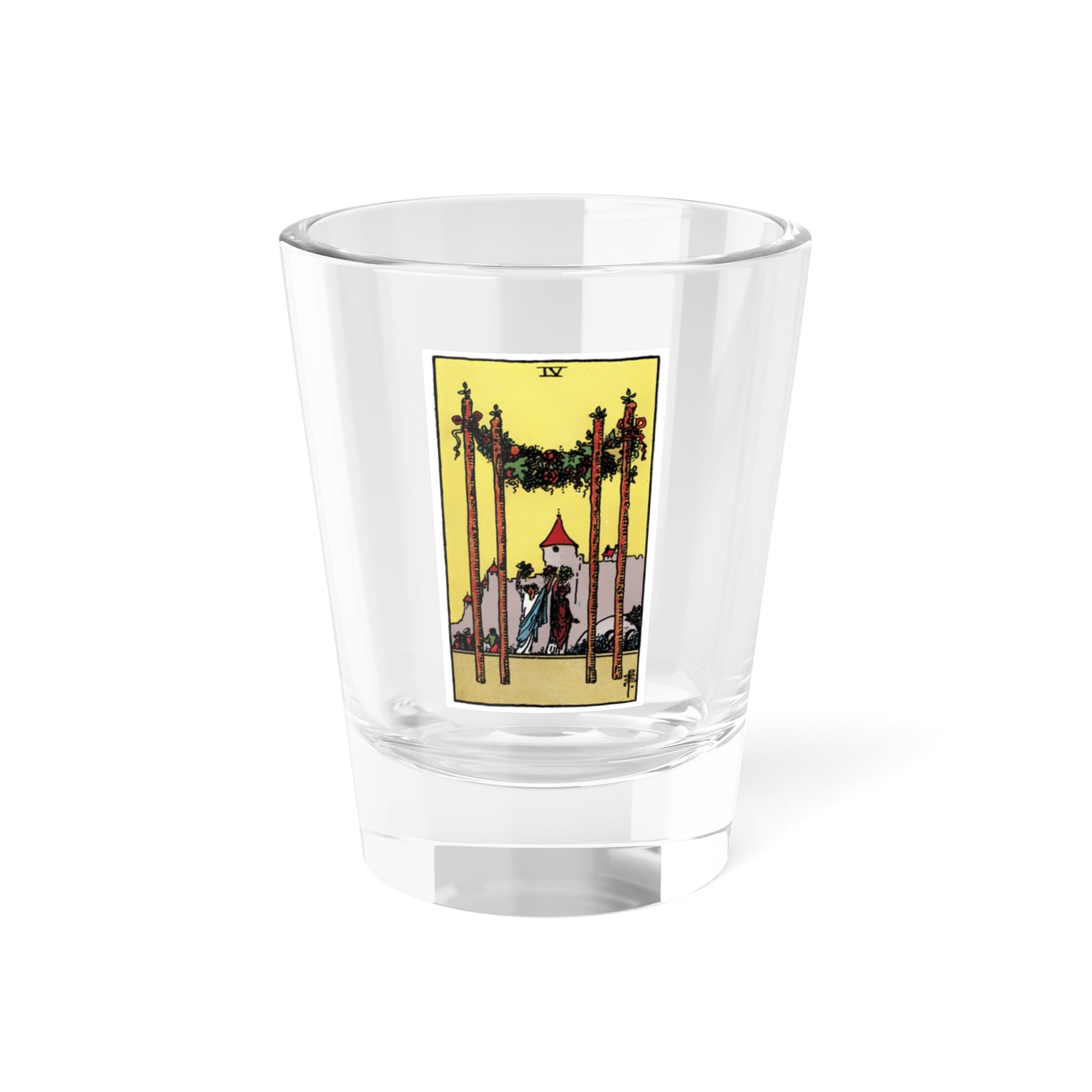 The 4 of Wands (Tarot Card) Shot Glass 1.5oz-1.5oz-Go Mug Yourself