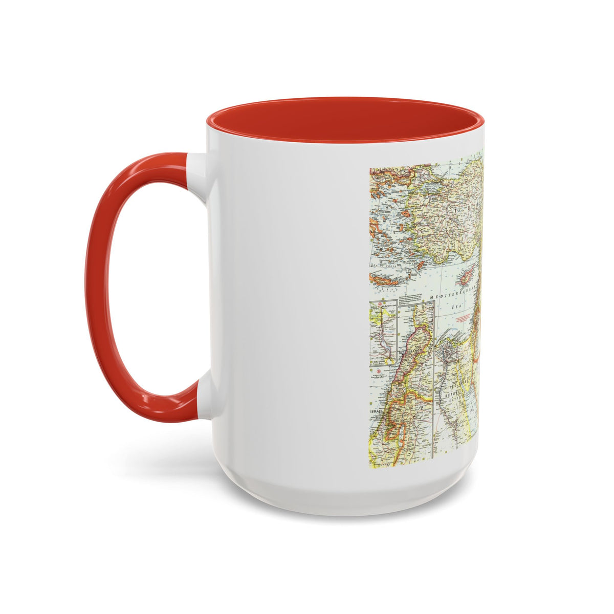 Middle East - The Eastern Mediterranean (1959) (Map) Accent Coffee Mug