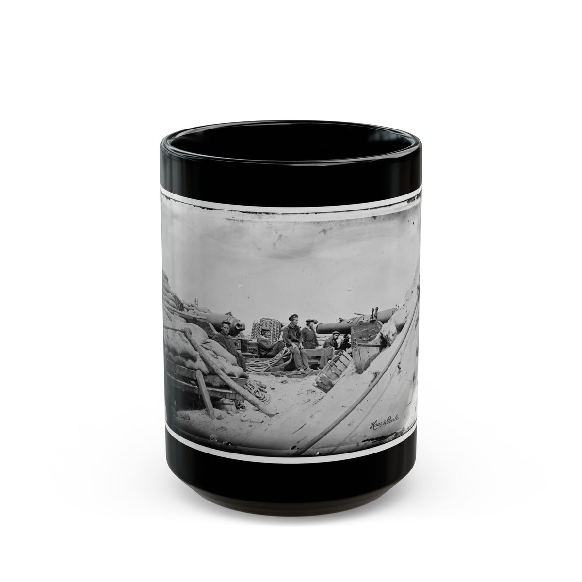 Morris Island, South Carolina. Naval Battery. Two 80-Pounder Whitworths. Breaching Battery Against Fort Sumpter (U.S. Civil War) Black Coffee Mug