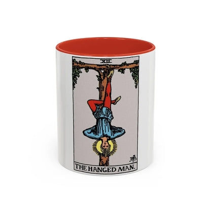 The Hanged Man (Tarot Card) Accent Coffee Mug-11oz-Red-Go Mug Yourself