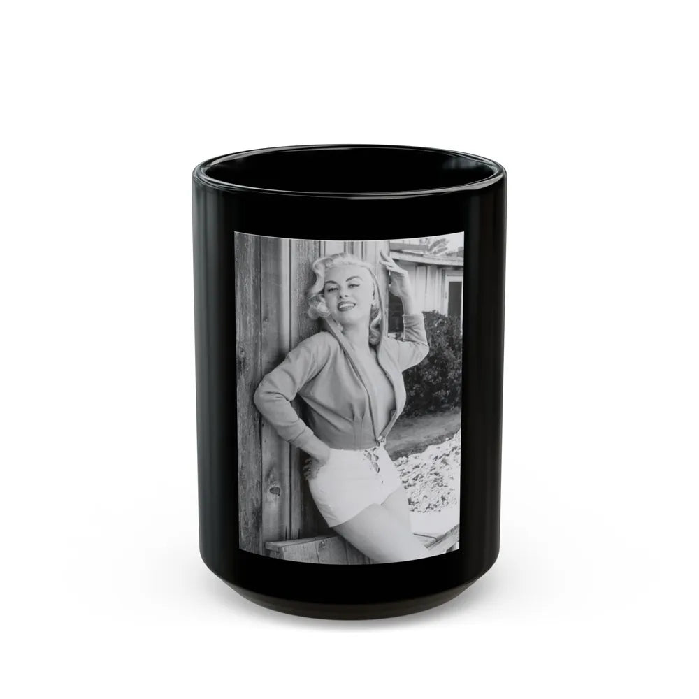 Jeanne Carmen #132 (Vintage Female Icon) Black Coffee Mug-15oz-Go Mug Yourself