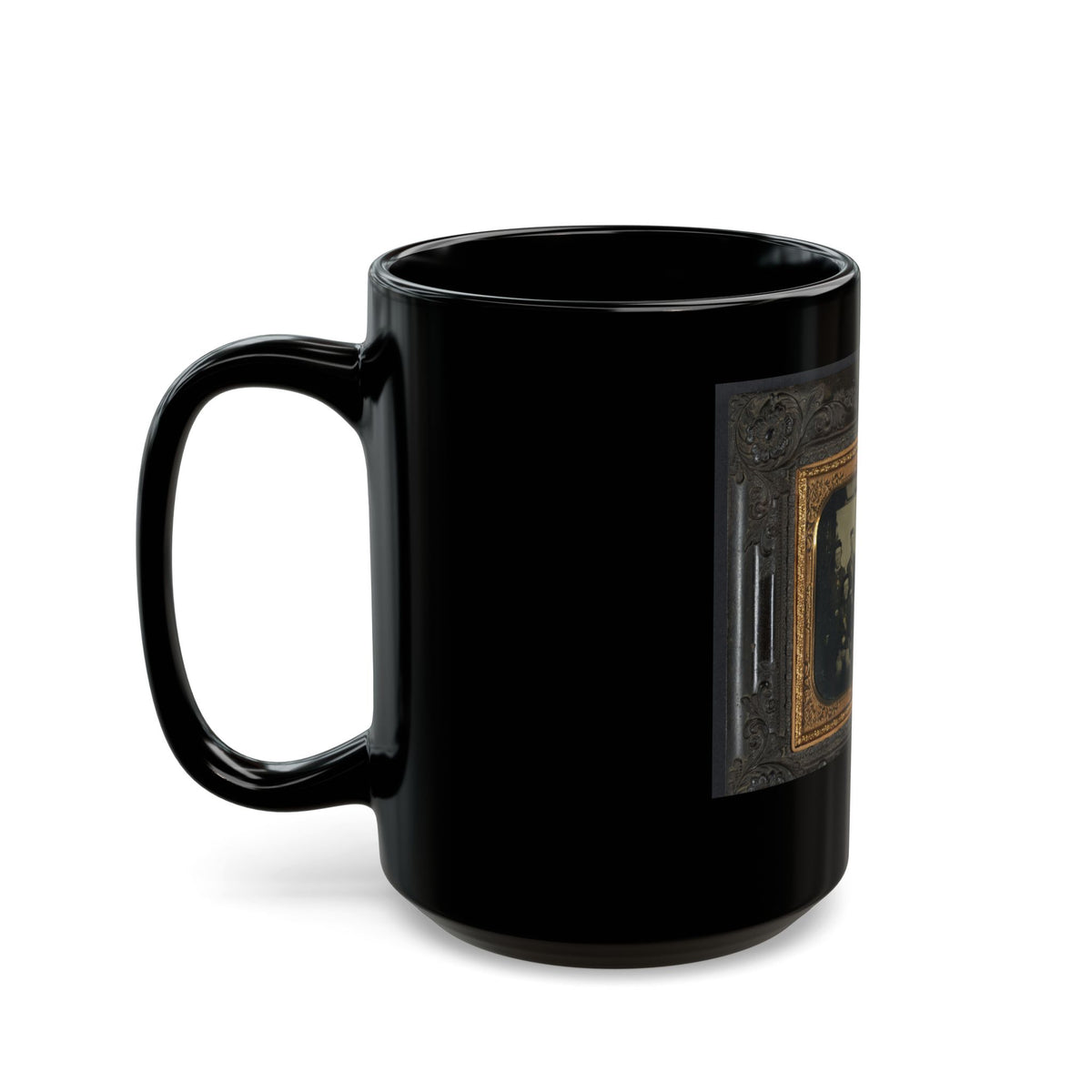 Nine Unidentified Soldiers In Union Uniforms And Forage Caps, Eight With Bayoneted Muskets And One With A Drum (U.S. Civil War) Black Coffee Mug