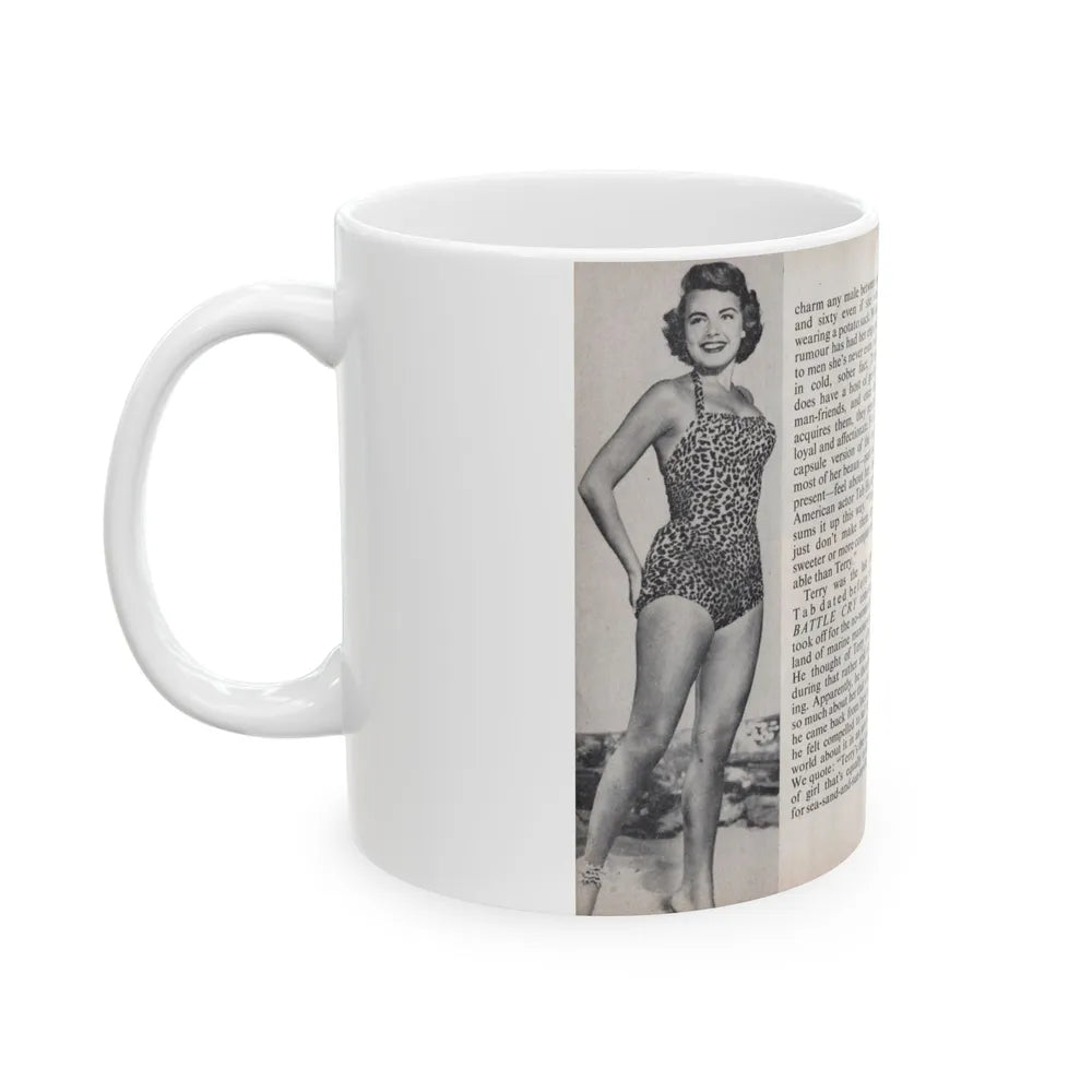 Terry Moore #447 - 66 PHOTOGRAPHS OF Terry MOORE U.K. Pocket Mag. Pages 24 & 25 (Vintage Female Icon) White Coffee Mug-Go Mug Yourself