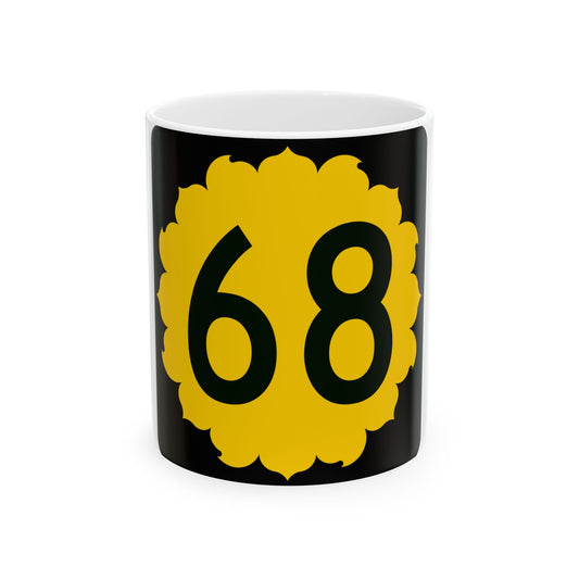K-68 (Kansas) (Road Sign) White Coffee Mug