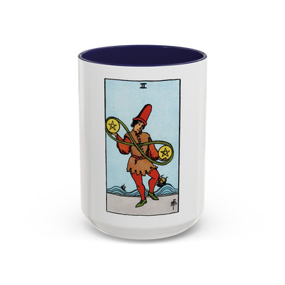 The 2 of Pentacles (Tarot Card) Accent Coffee Mug