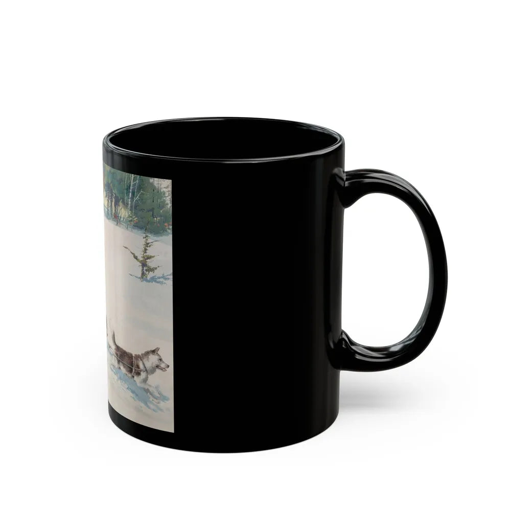 Dogsled Fun, calendar illustration - Black Coffee Mug-Go Mug Yourself