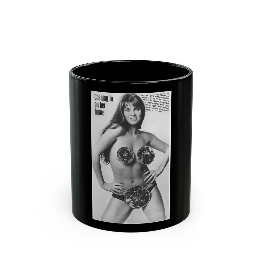 Caroline Munro #209 (Vintage Female Icon) Black Coffee Mug-11oz-Go Mug Yourself