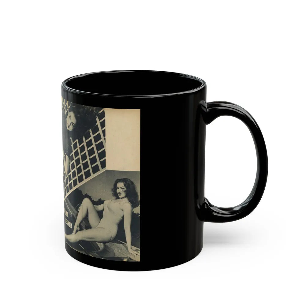 Julie Newmar #169 - Pages 16-17 Pages 2 & 3 of 5 with, Julie+ 3 Large B&W Photos from COVER GIRLS MODELS Mag. Nov. '53 (Vintage Female Icon) Black Coffee Mug-Go Mug Yourself