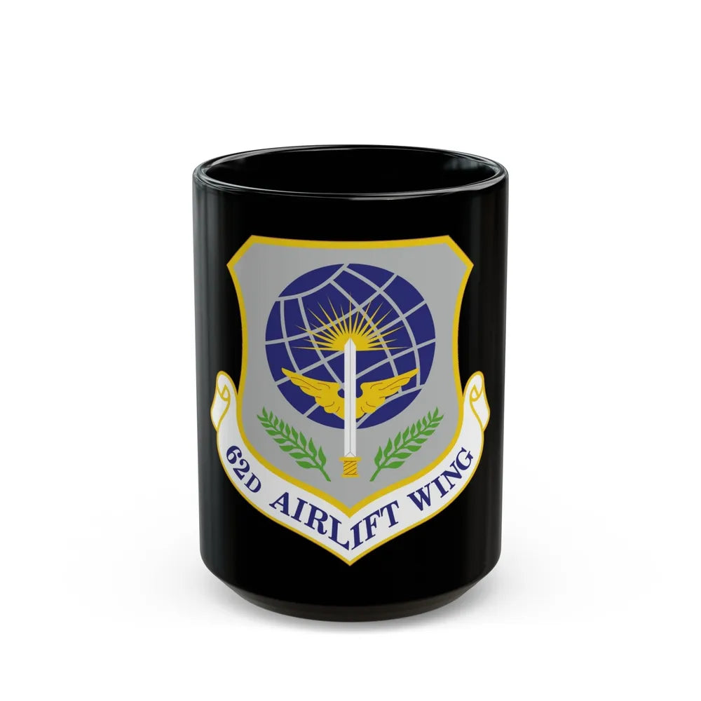 62d Airlift Wing (U.S. Air Force) Black Coffee Mug-15oz-Go Mug Yourself