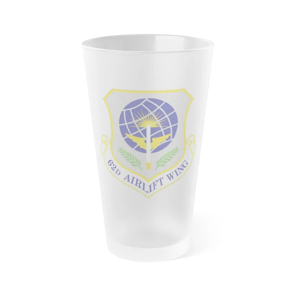 62d Airlift Wing (U.S. Air Force) Frosted Pint Glass 16oz-16oz-Frosted-Go Mug Yourself