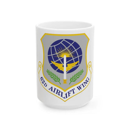 62d Airlift Wing (U.S. Air Force) White Coffee Mug-15oz-Go Mug Yourself