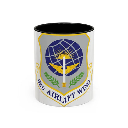 62d Airlift Wing (U.S. Air Force) Accent Coffee Mug 11oz Black - Go Mug Yourself