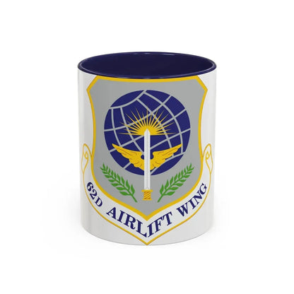 62d Airlift Wing (U.S. Air Force) Accent Coffee Mug 11oz Navy - Go Mug Yourself