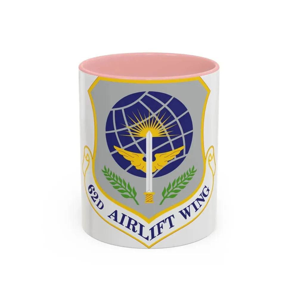 62d Airlift Wing (U.S. Air Force) Accent Coffee Mug 11oz Pink - Go Mug Yourself