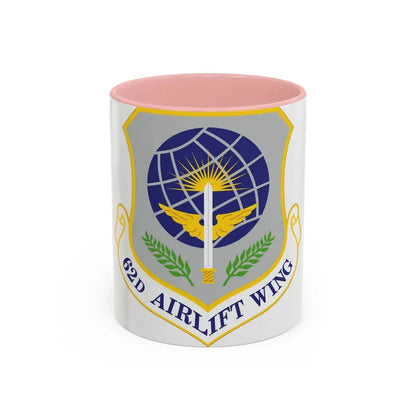 62d Airlift Wing (U.S. Air Force) Accent Coffee Mug 11oz Pink - Go Mug Yourself