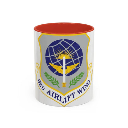 62d Airlift Wing (U.S. Air Force) Accent Coffee Mug 11oz Red - Go Mug Yourself