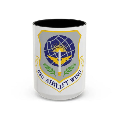 62d Airlift Wing (U.S. Air Force) Accent Coffee Mug 15oz Black - Go Mug Yourself