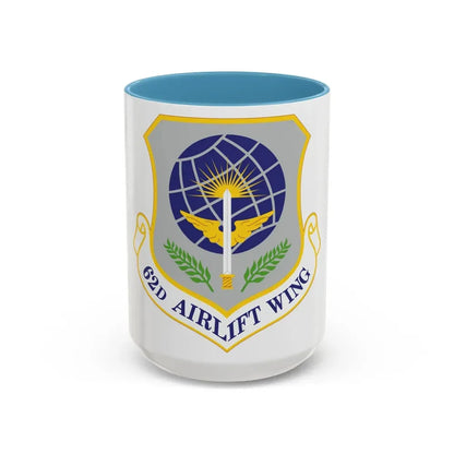62d Airlift Wing (U.S. Air Force) Accent Coffee Mug 15oz Light Blue - Go Mug Yourself