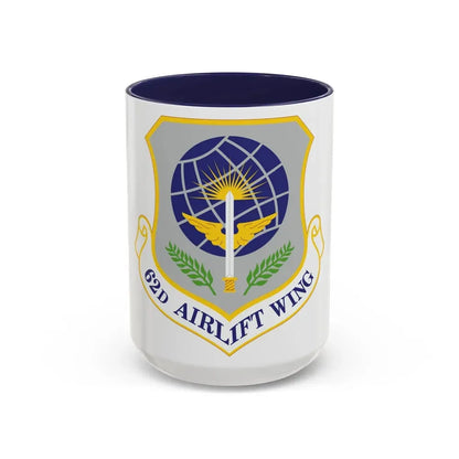 62d Airlift Wing (U.S. Air Force) Accent Coffee Mug 15oz Navy - Go Mug Yourself