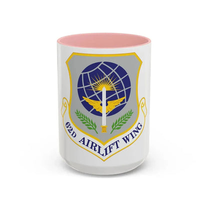 62d Airlift Wing (U.S. Air Force) Accent Coffee Mug 15oz Pink - Go Mug Yourself
