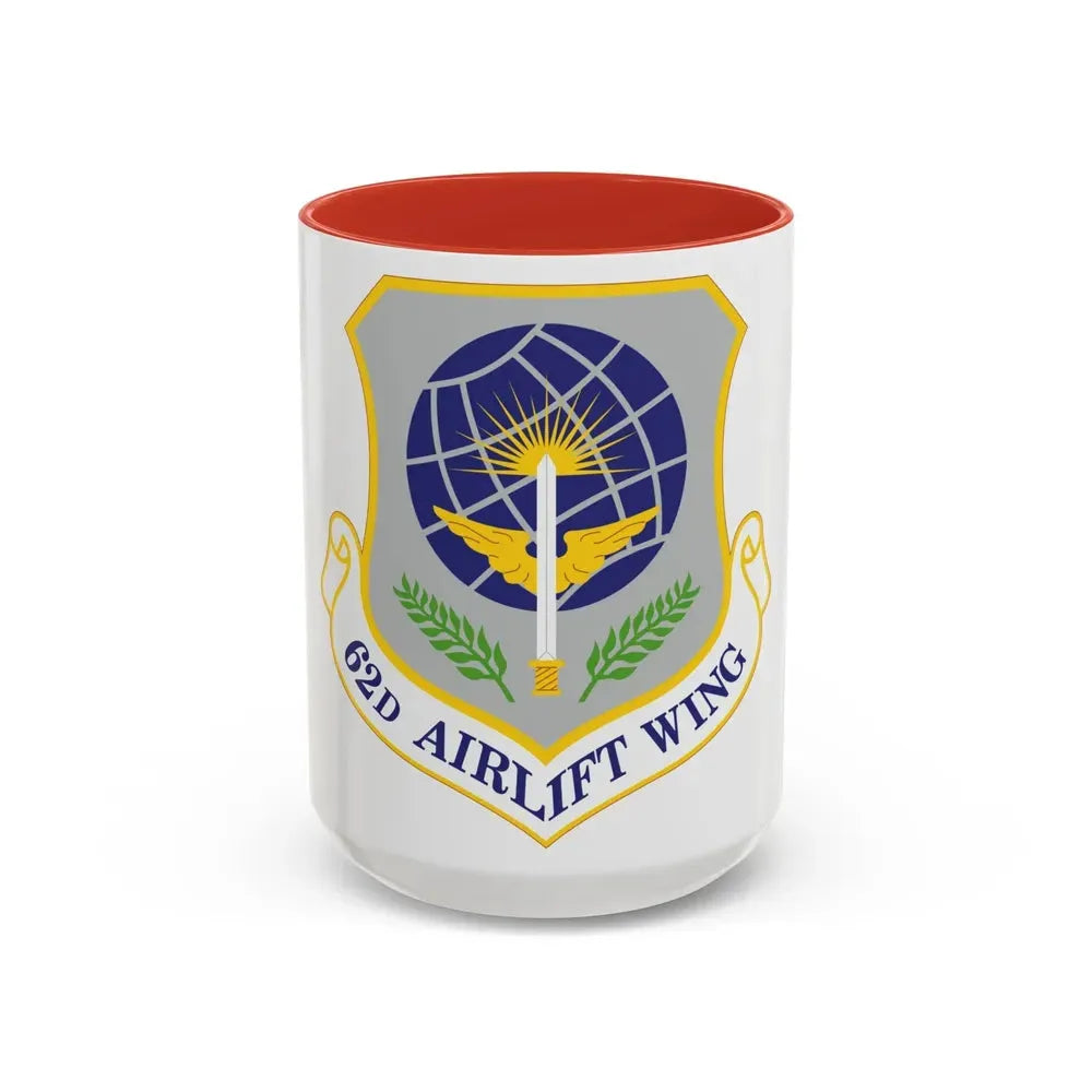 62d Airlift Wing (U.S. Air Force) Accent Coffee Mug 15oz Red - Go Mug Yourself