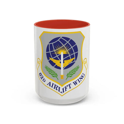62d Airlift Wing (U.S. Air Force) Accent Coffee Mug 15oz Red - Go Mug Yourself