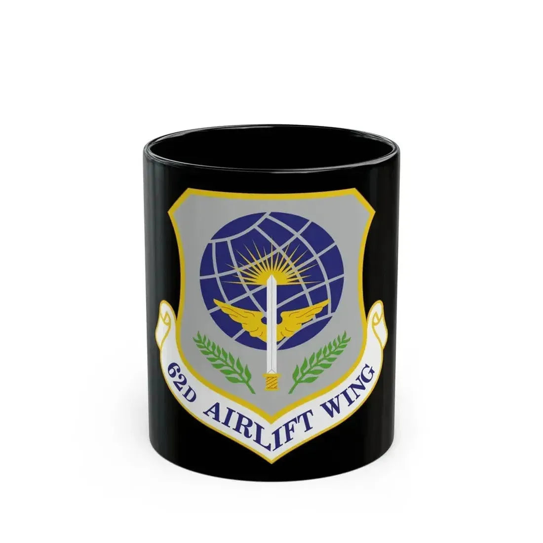 62d Airlift Wing (U.S. Air Force) Black Coffee Mug 11oz - Go Mug Yourself