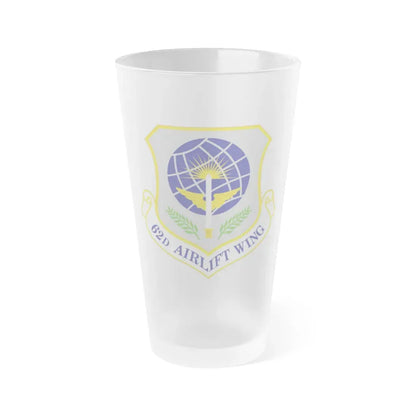 62d Airlift Wing (U.S. Air Force) Frosted Pint Glass 16oz 16oz Frosted - Go Mug Yourself