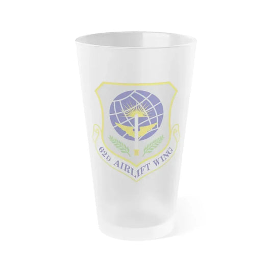 62d Airlift Wing (U.S. Air Force) Frosted Pint Glass 16oz 16oz Frosted - Go Mug Yourself