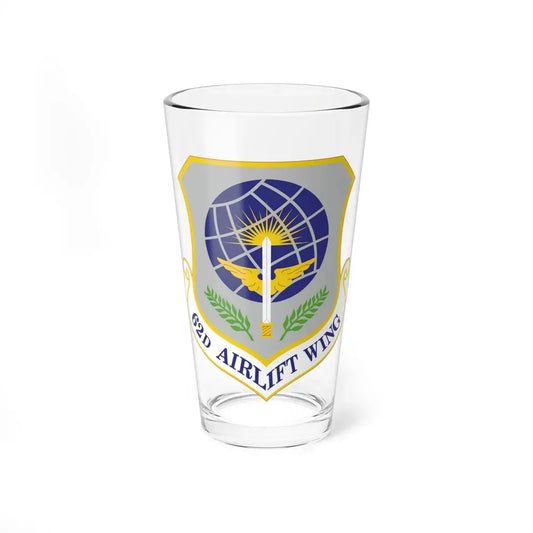 62d Airlift Wing (U.S. Air Force) Pint Glass 16oz 16oz - Go Mug Yourself