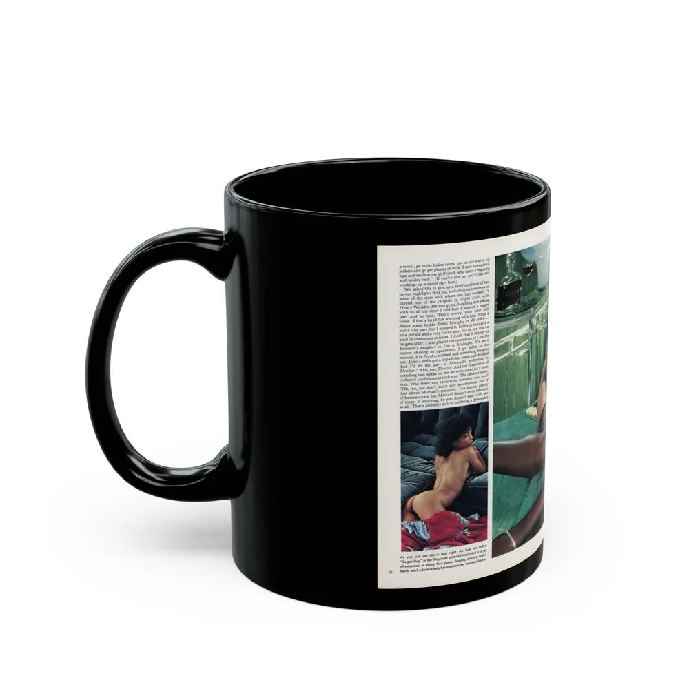 Ola Ray #135 - [Pages 88 & 89] Ola Playboy Spread Pages 2 & 3 of 5 from Playboy Mag. May '84 (Vintage Female Icon) Black Coffee Mug-Go Mug Yourself