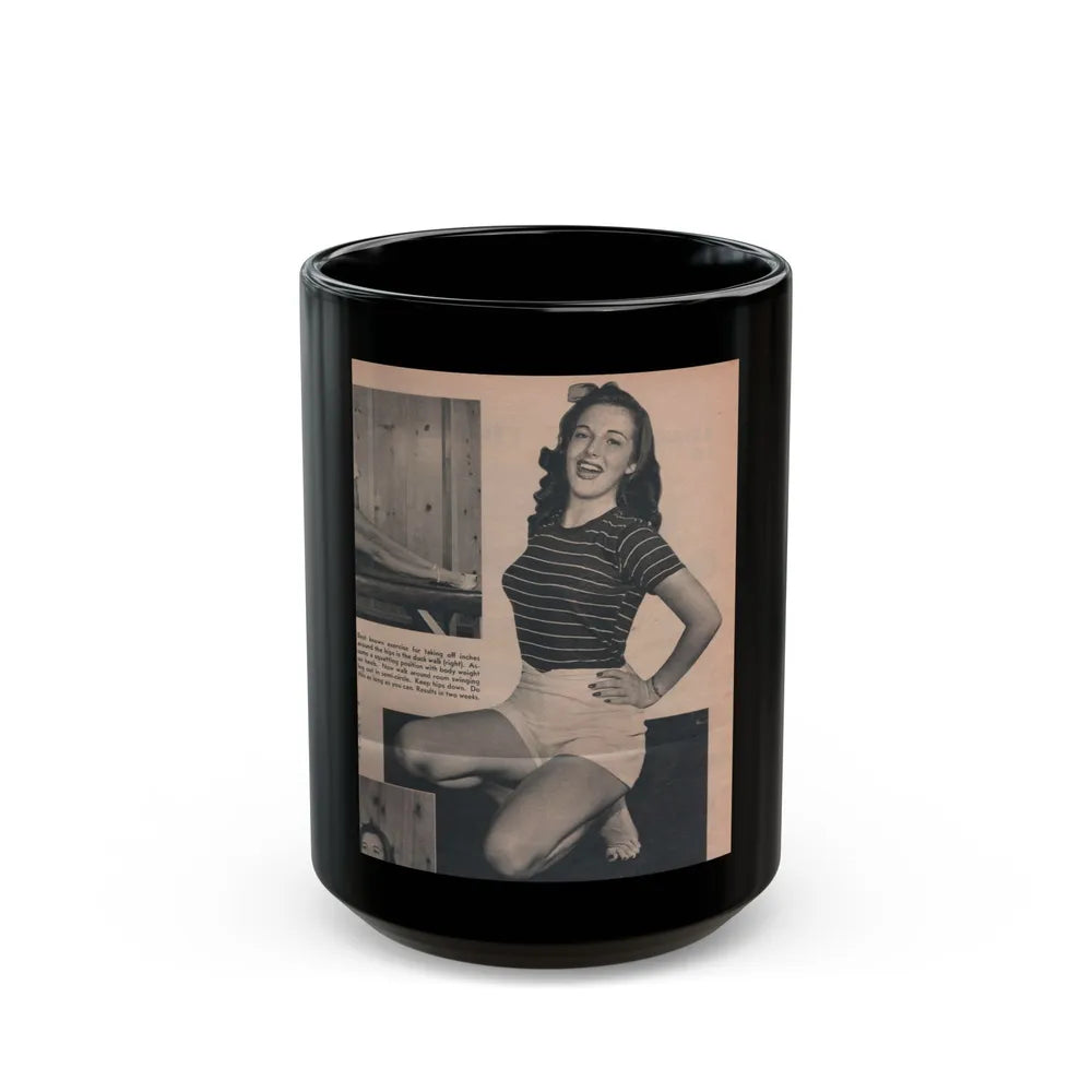 Cathy Downs #53 - Magazine Page Photo & 1 Short Paragraph (Vintage Female Icon) Black Coffee Mug-15oz-Go Mug Yourself