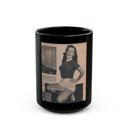 Cathy Downs #53 - Magazine Page Photo & 1 Short Paragraph (Vintage Female Icon) Black Coffee Mug-15oz-Go Mug Yourself