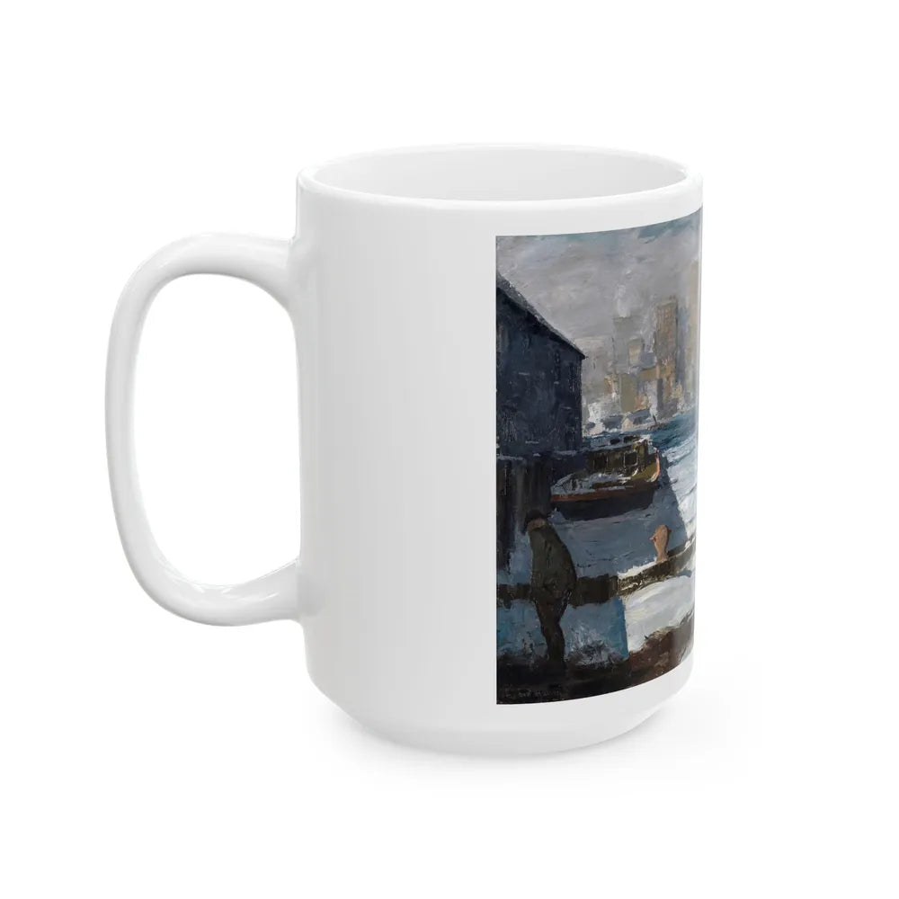 George Bellows (1882-1925) Men of the Docks - oil on canvas 1912 - White Coffee Mug-Go Mug Yourself