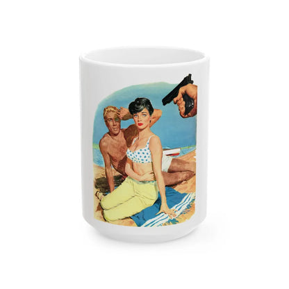 Frankie and Annette tangle with The Mob in Beach Blanket - White Coffee Mug-15oz-Go Mug Yourself